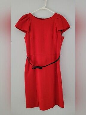 Red Milly Short Sleeve Dress Patent Bow Belt Size M